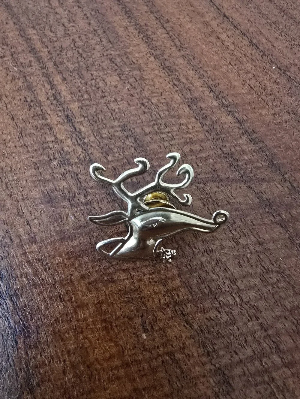 10k Yellow Gold Lapel Pin Or Tie Tack Of A Reindeer Or Elk Head.